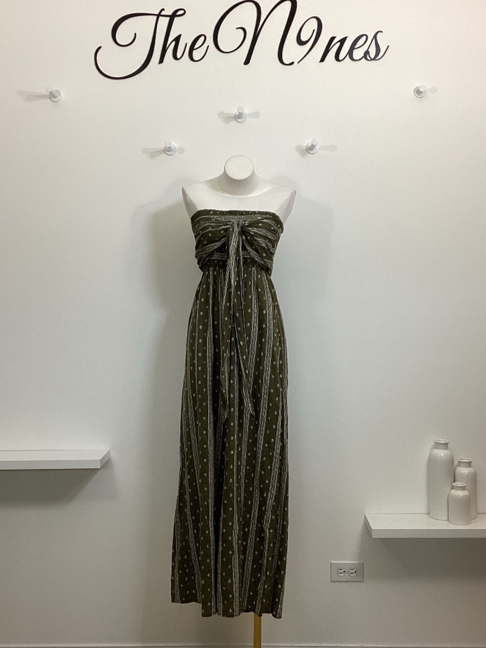 Lulus Smocked Olive Green Wide Leg Jumpsuit Small